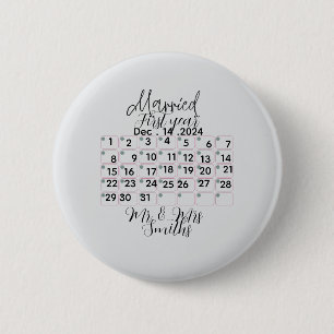 Personalised Married Calendar Date 6 Cm Round Badge