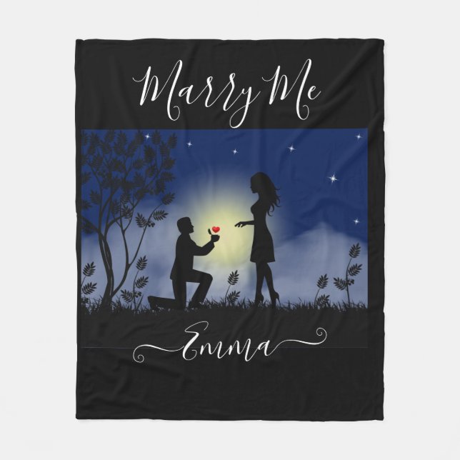 Personalised Marry Me Marriage Proposal Fleece Blanket (Front)