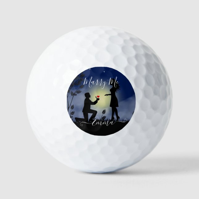 Personalised Marry Me Marriage Proposal Golf Balls (Front)