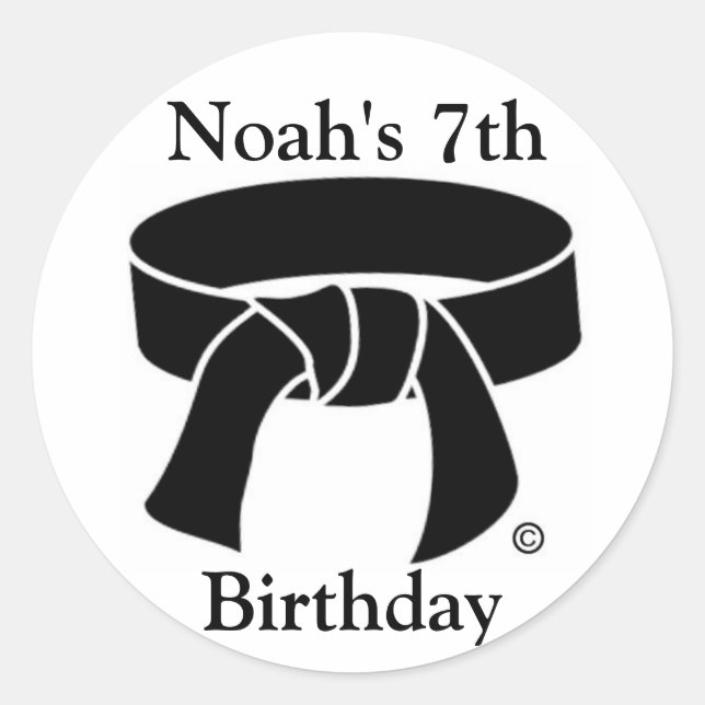Personalised Martial Arts Black Belt Stickers (Front)