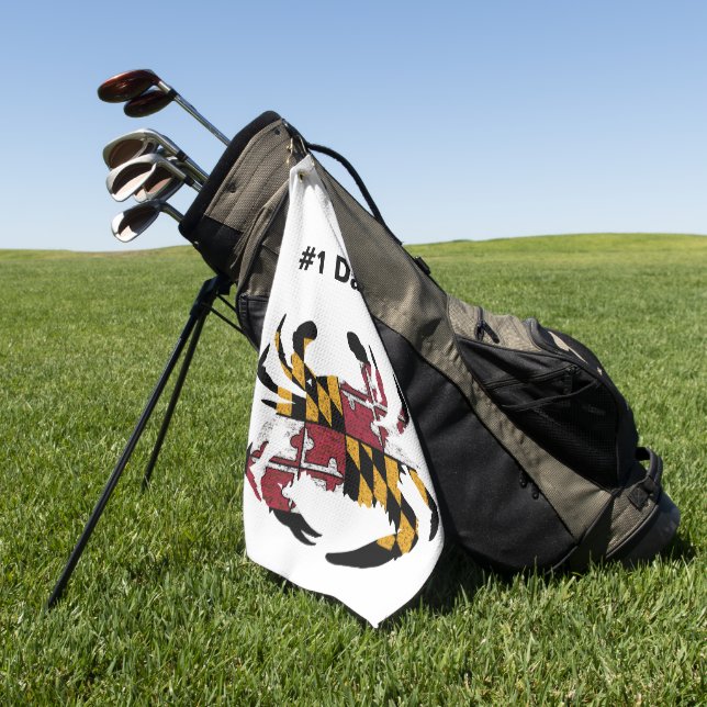 Personalised Maryland Flag Blue Crab Golf Towel (Green)