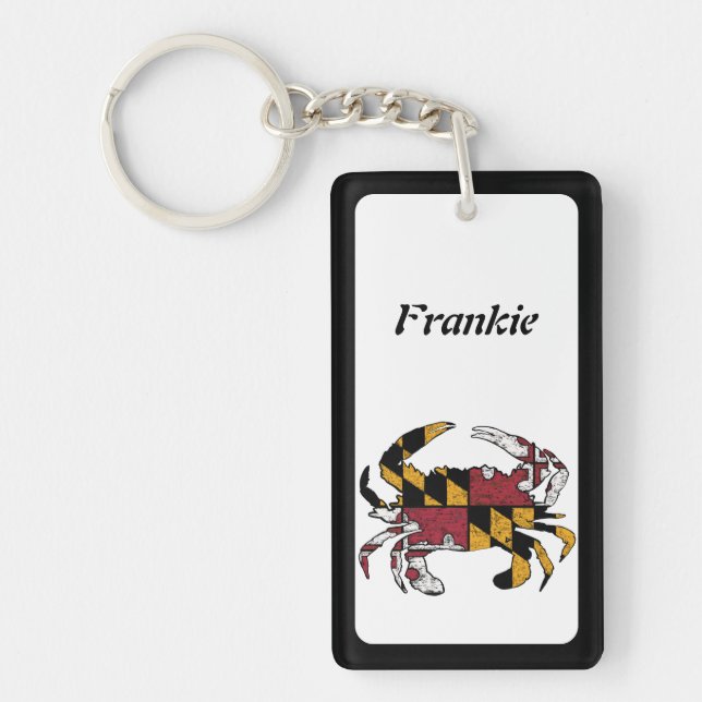 Personalised Maryland State Flag Blue Crab Key Ring (Front)