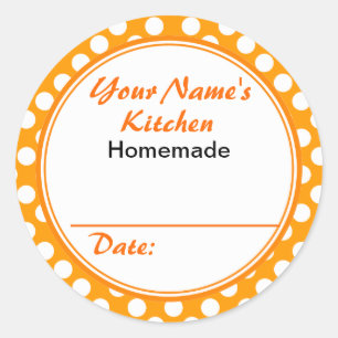 Personalised Mason Jar Lid Label Orange Polka Dots