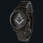 Personalised Masonic Watches | Freemason Gifts<br><div class="desc">These classy and sophisticated modern personalised masonic watches make for unique and custom freemason gifts for yourself or another lodge brother... Customise this watch design easily with your own text, alter background colours, and even the the square and compass symbol style. The sharp black and white design illustrates the square...</div>