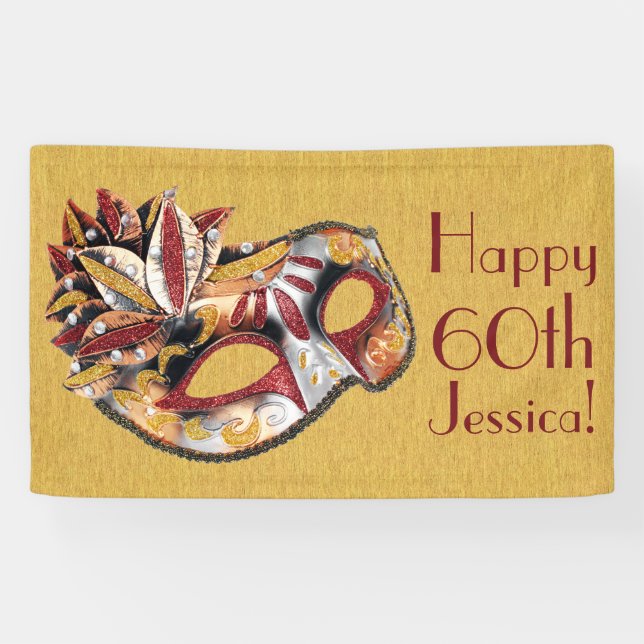 Personalised Masquerade Mask Birthday Banner (Horizontal)