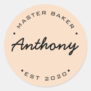 Personalised Master Baker Established year Classic Round Sticker