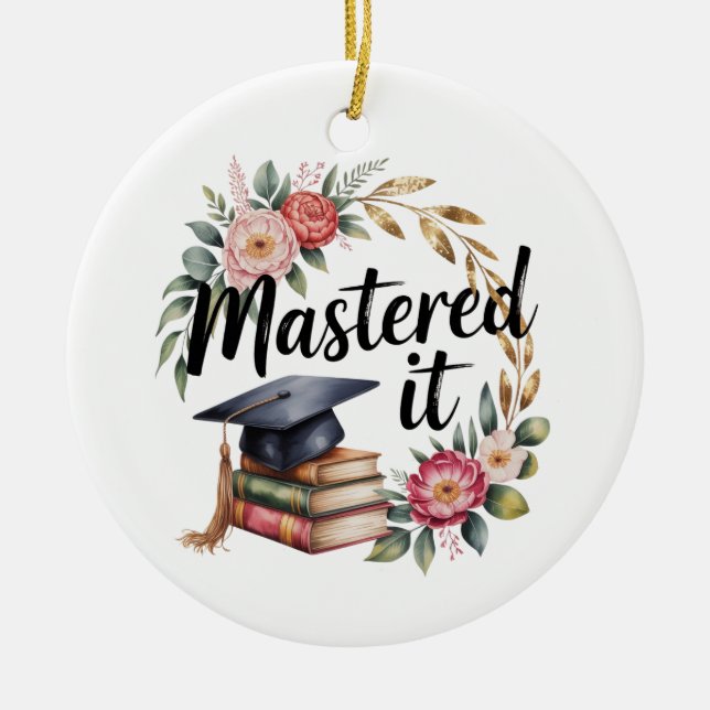 Personalised Mastered It Graduation Ceramic Tree Decoration (Front)