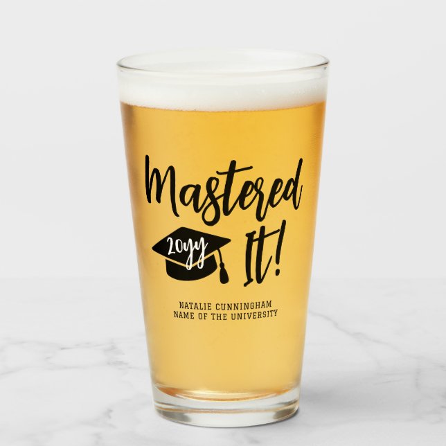 Personalised Masters Degree Graduation Mastered It Glass (Front Filled)