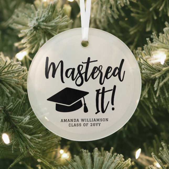 Personalised Masters Degree Graduation Mastered It Glass Tree Decoration (Insitu)