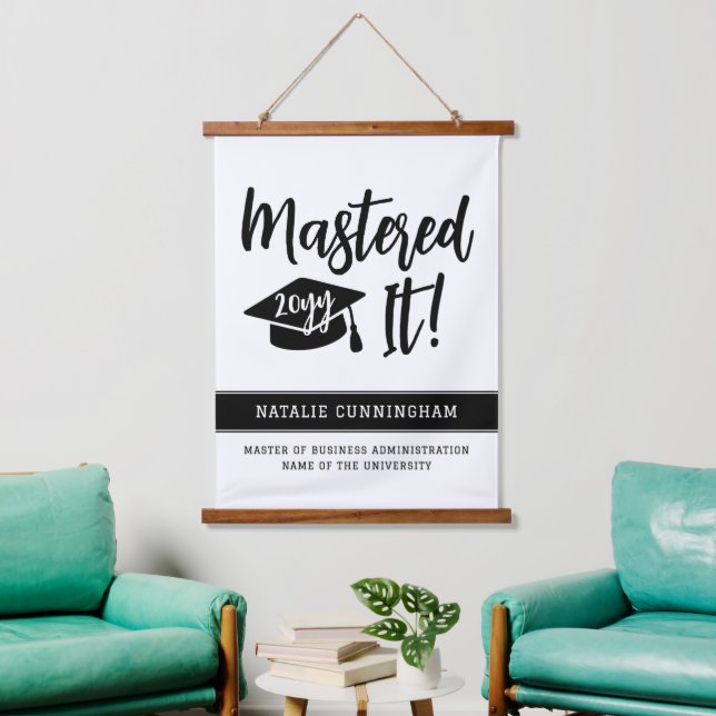 Personalised Masters Degree Graduation Mastered It Hanging Tapestry (Living Room)