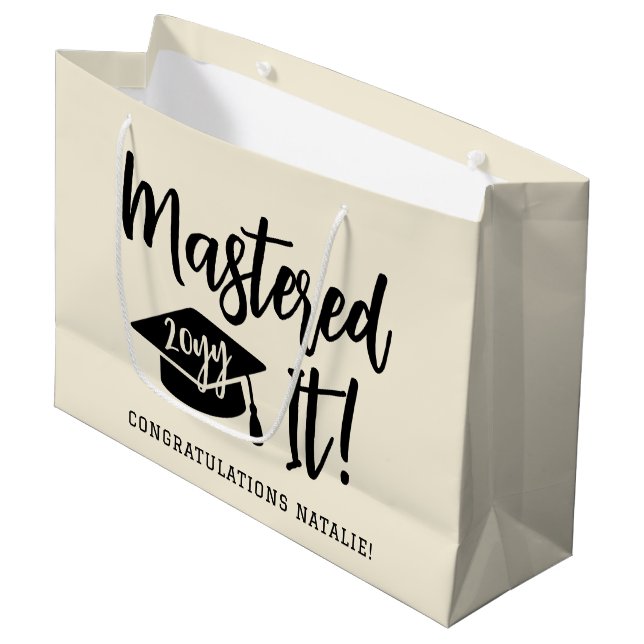 Personalised Masters Degree Graduation Mastered It Large Gift Bag (Front Angled)