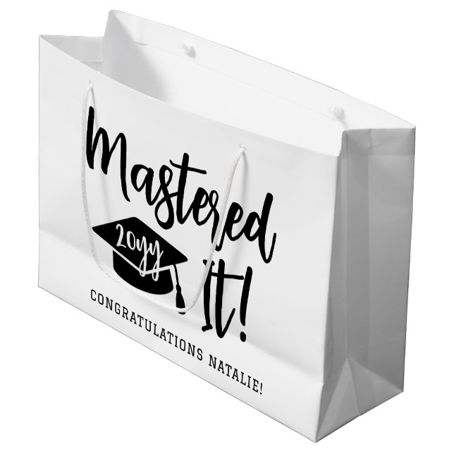 Personalised Masters Degree Graduation Mastered It Large Gift Bag (Front Angled)