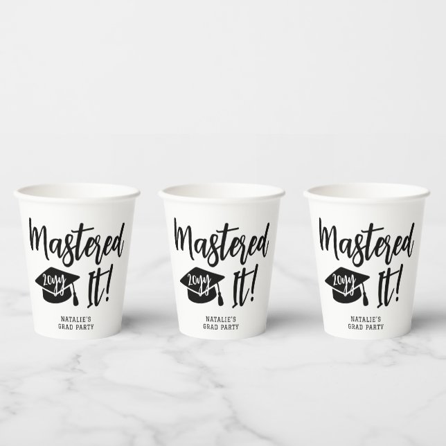 Personalised Masters Degree Graduation Mastered It Paper Cups (Multi)