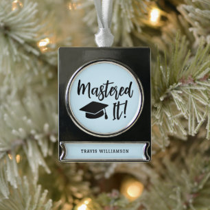 Personalised Masters Degree Graduation Mastered It Silver Plated Banner Ornament
