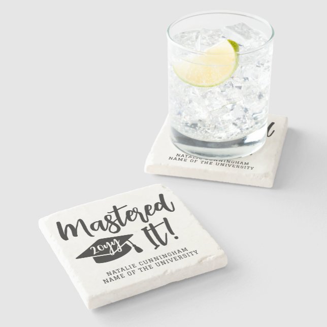 Personalised Masters Degree Graduation Mastered It Stone Coaster (Side)