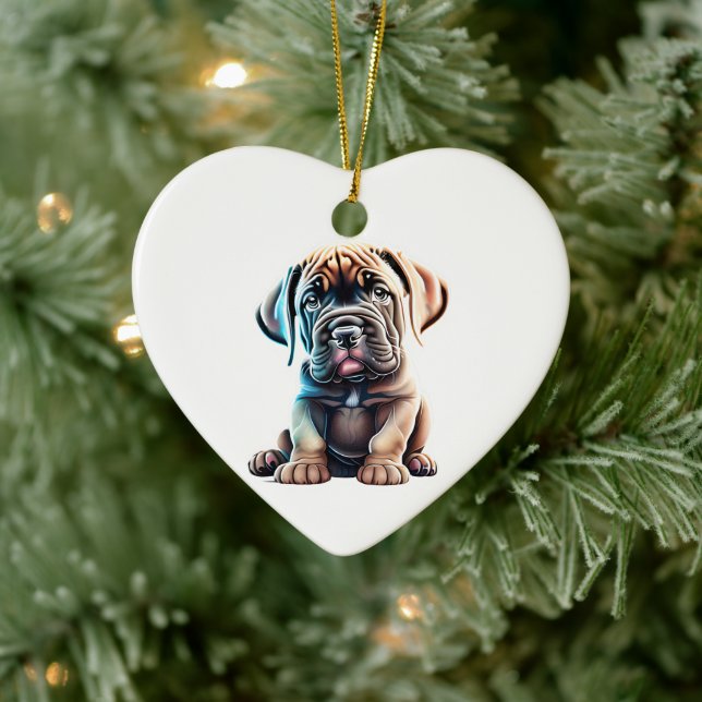 Personalised Mastiff Puppy Ceramic Tree Decoration (Tree)