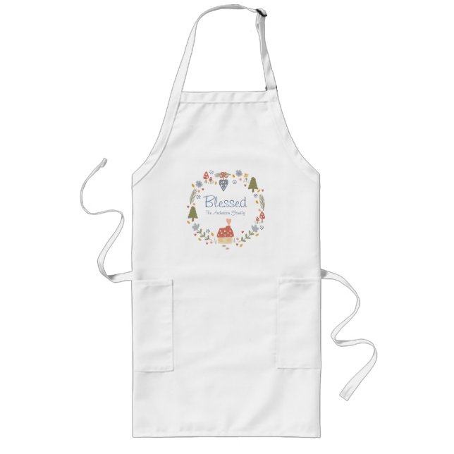 Personalised Matching Family Thanksgiving Blessed Long Apron (Front)