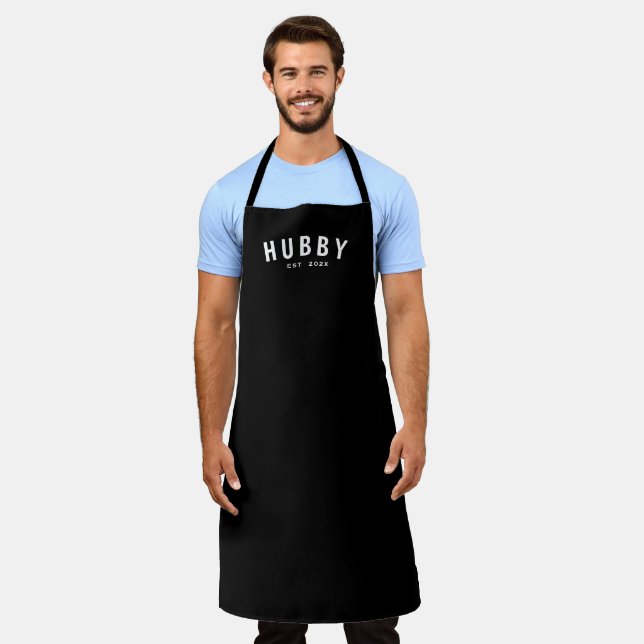 Personalised Matching Hubby Wifey Aprons, Hubby  Apron (Worn)
