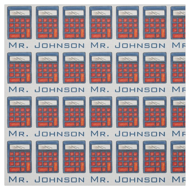 Personalised Math Teacher School Calculator Nerd Fabric (Swatch)