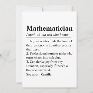 Personalised Mathematician Definition Card, Math  Thank You Card
