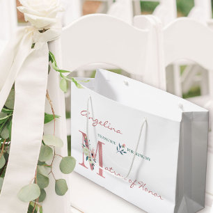 Personalised Matron of Honour Floral Thank You Large Gift Bag