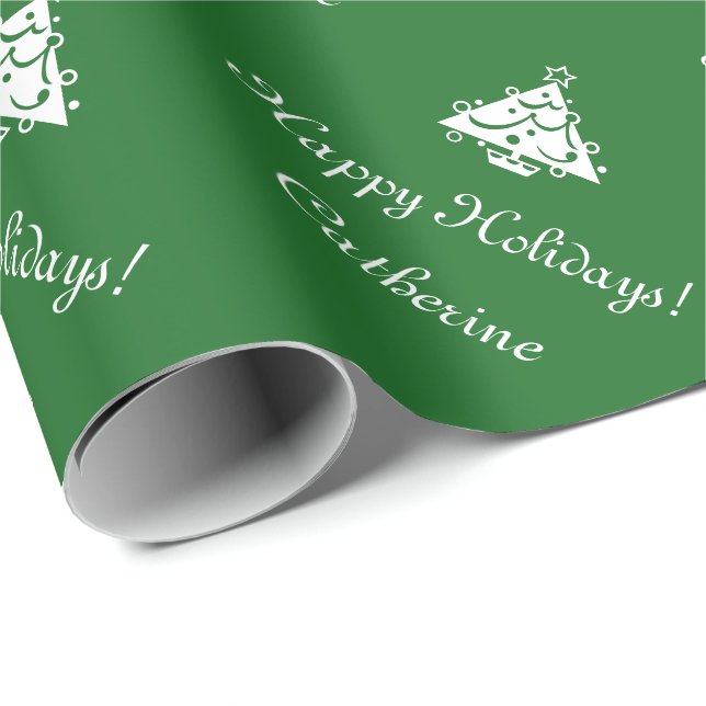 Personalised matte green Christmas wrapping paper (Roll Corner)