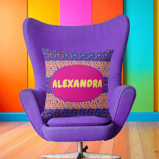 Personalised Maximalist Colourful Hearts Decora  Cushion (Creator Uploaded)