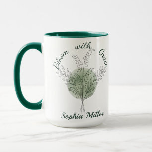 Personalised May Birth Flower Lily of the Valley Mug