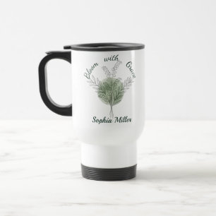 Personalised May Birth Flower Lily of the Valley Travel Mug