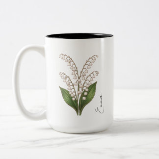 Personalised May Lily of the Valley Birth Flower Two-Tone Coffee Mug
