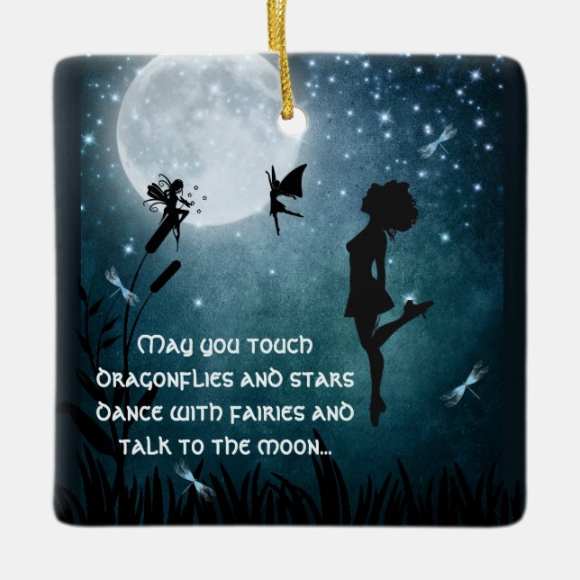 Personalised May You Dance w/ Fairies Irish Dance Ceramic Ornament (Front)