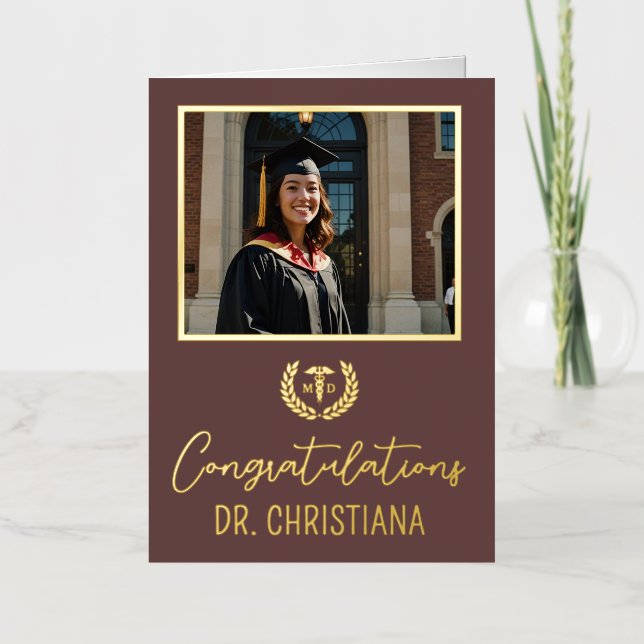 Personalised MD Doctor of Medicine Graduation Foil Greeting Card (Front)