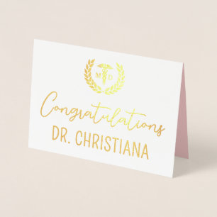 Personalised MD Med School Graduation Modern Foil Card