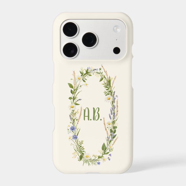 Personalised Meadow Flower Name Frame iPhone Case (Back)