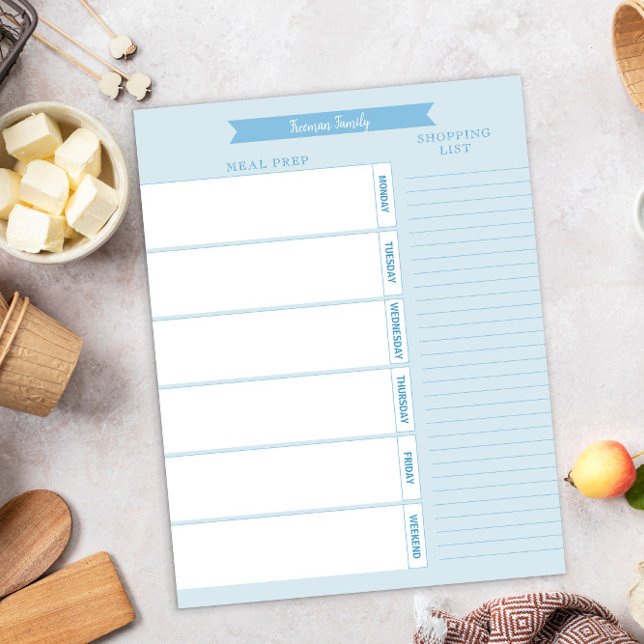 Personalised Meal Planner and Shopping List Blue Notepad (Creator Uploaded)