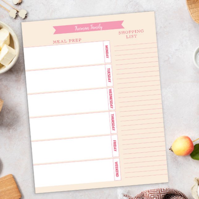 Personalised Meal Planner and Shopping List Pastel Notepad (Creator Uploaded)