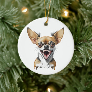 Personalised Mean Chihuahua   Funny Dogs Ceramic Tree Decoration