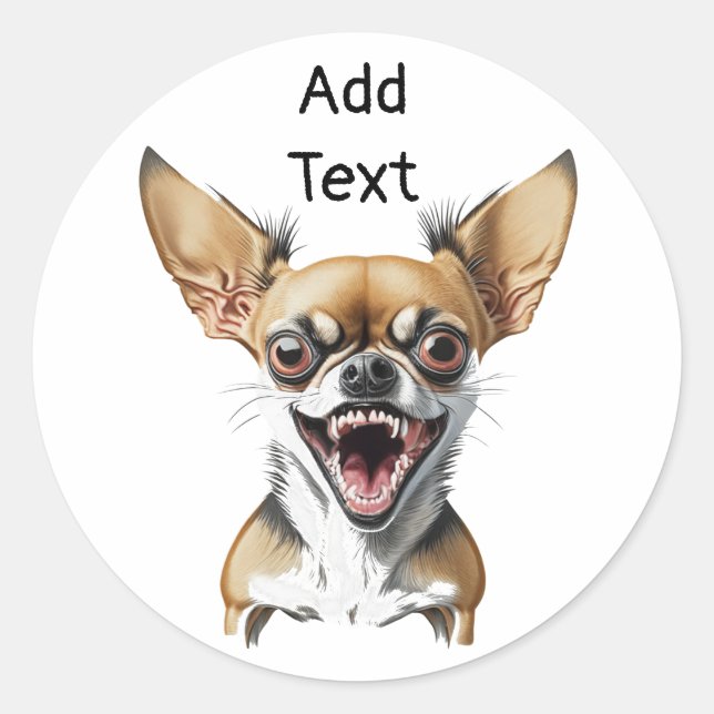 Personalised Mean Chihuahua | Funny Dogs Classic Round Sticker (Front)