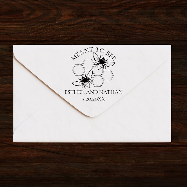 Personalised Meant to Bee Wedding Favour Tag Self-inking Stamp (Meant to Bee Wedding Favor Tag Self-inking Stamp)