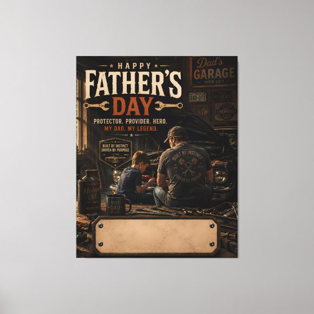 Personalised Mechanic Dad Canvas Wall Art (Front)
