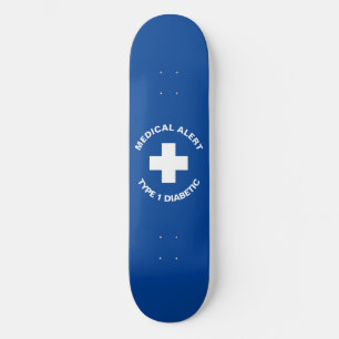Personalised Medical Alert Diabetic Gift Blue Skateboard