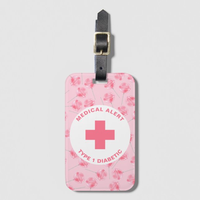 Personalised Medical Alert Diabetic Gift Diabetes Luggage Tag (Front Vertical)