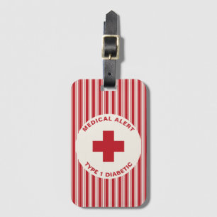 Personalised Medical Alert Diabetic Gift Diabetes Luggage Tag