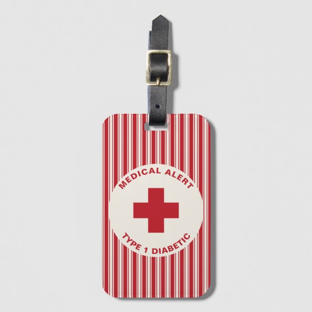 Personalised Medical Alert Diabetic Gift Diabetes Luggage Tag (Front Vertical)