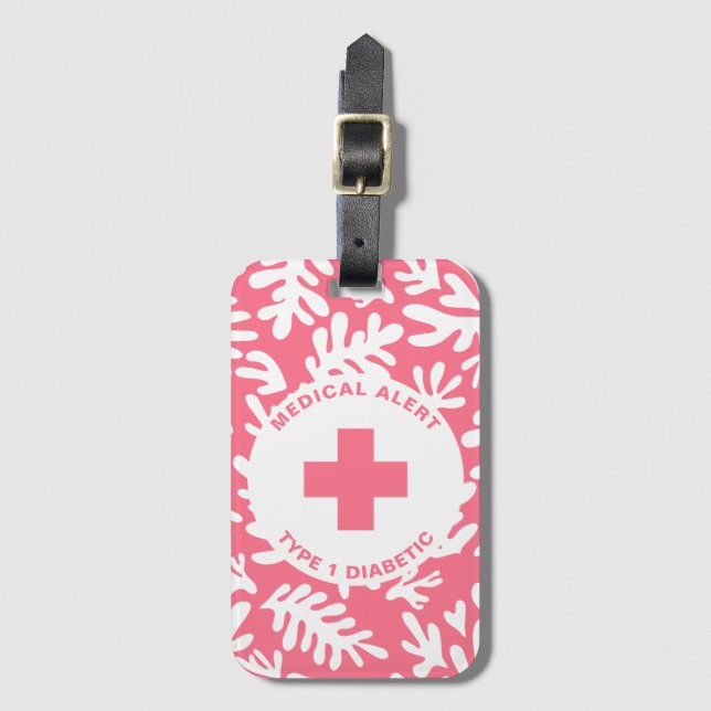 Personalised Medical Alert Diabetic Gift Diabetes Luggage Tag (Front Vertical)