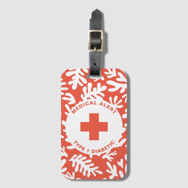 Personalised Medical Alert Diabetic Gift Diabetes Luggage Tag (Front Vertical)