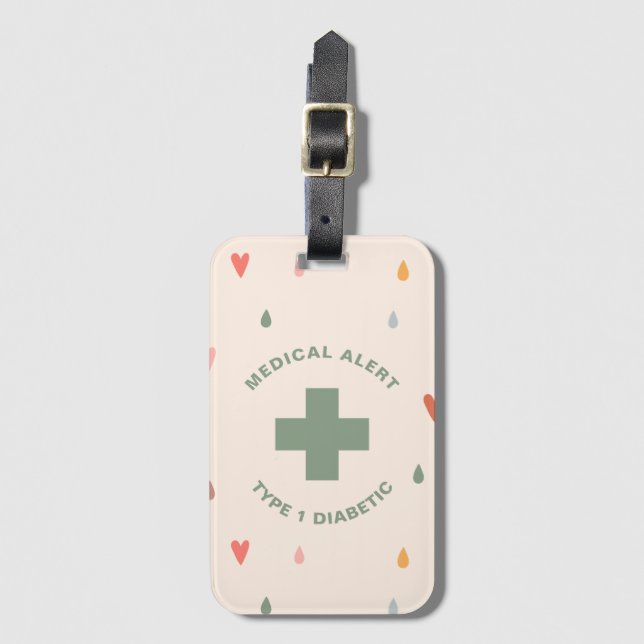 Personalised Medical Alert Diabetic Gift Diabetes Luggage Tag (Front Vertical)