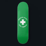 Personalised Medical Alert Diabetic Gift Green Skateboard<br><div class="desc">Click "Customise it"  to personalise text and/or change background colour.
great to use for a medic,  a health professional or a diabetic on their luggage</div>
