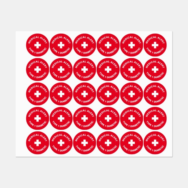 Personalised Medical Alert  Diabetic Red  (Sheet)