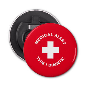 Personalised Medical Alert  Diabetic Red  Bottle Opener